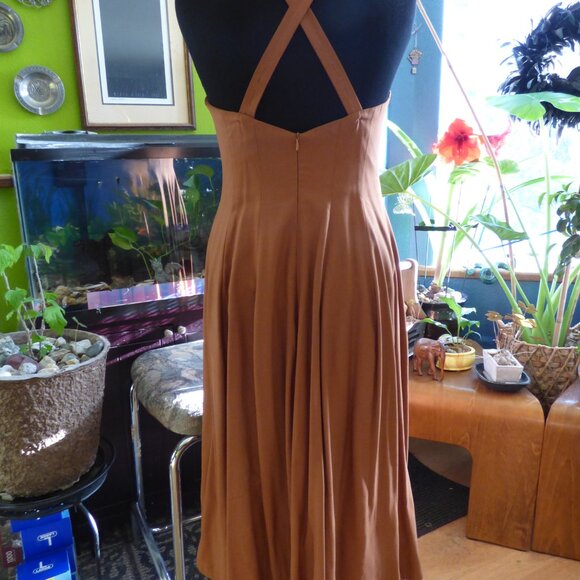 EN SAISON BROWN GOTH PRAIRIE ADJUSTABLE STRAPS MAXI DRESS WITH FULL SKIRT PART L - Picture 4 of 11